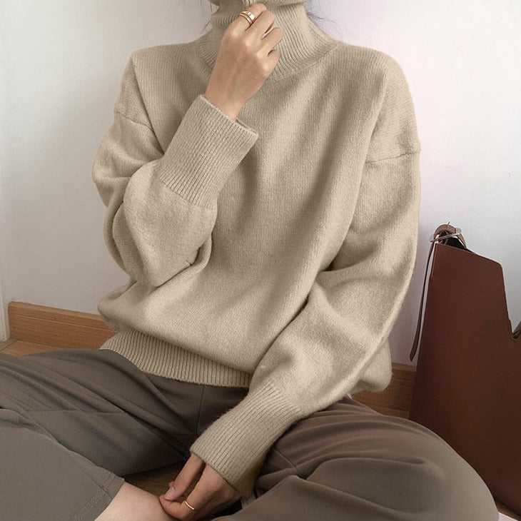 Geumxl Cashmere Elegant Turtle Neck Women Sweater Soft Knitted Basic Pullovers O Neck Loose Warm Female Knitwear Jumper