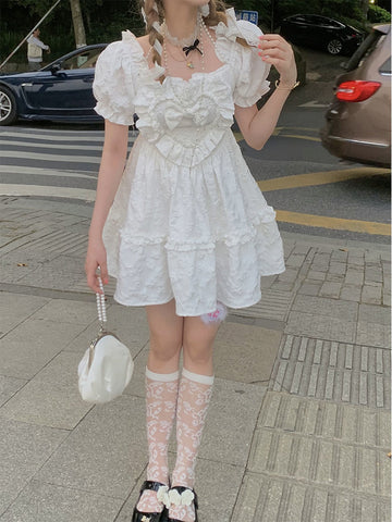 Summer Kawaii Lolita Dress Women Korean Party Evening Elegant Sweet Dress Female Short Sleeve Princess Casual Y2k Dress 2022
