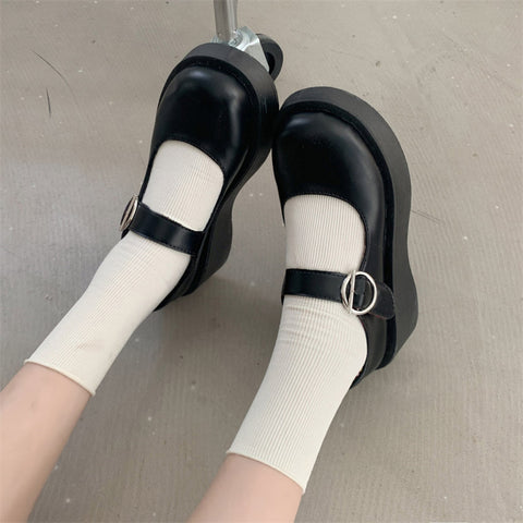 Geumxl- Mary Jane Shoes Platform School Student Shoes College Girl Student Sweet Lolita JK Uniform Shoes Low Heel Women Lolita Sneakers