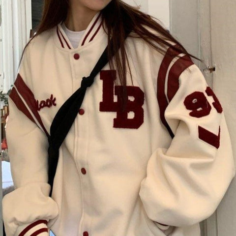 Spring Coat American Baseball Bomber Jacket Loose Retro Men Women Couples Tops Harajuku Plus Size Jackets Streetwear