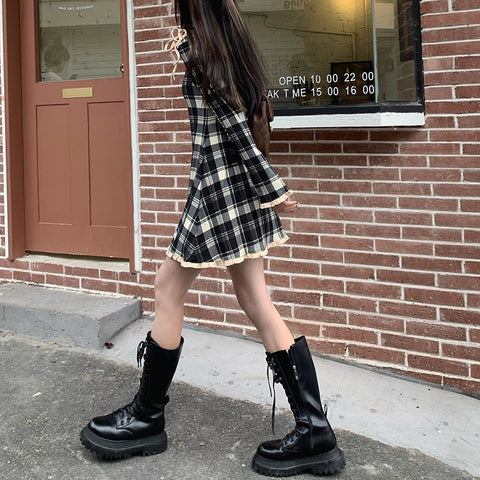 Geumxl--hoco dresses Spring Plaid Lolita Dress Women Elegant Japanese Kawaii Paty Mini Dress Female Casual High Street Korean Dress Women 2024 New