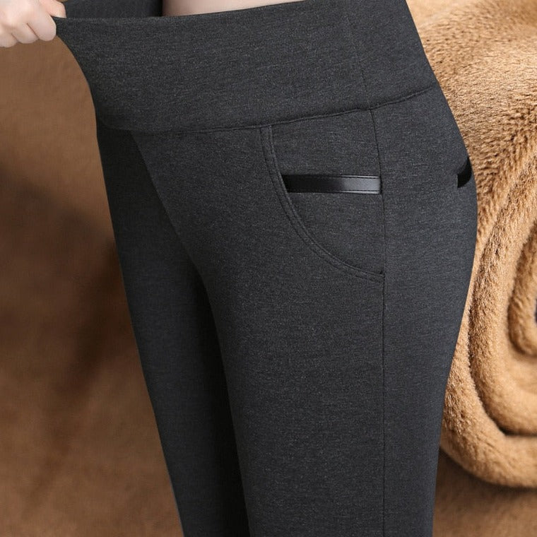 Geumxl 2023 Autumn Winter Thick Warm Pants Women Plus Size Velvet Casual Pants Elastic Waist Women's Velvet Pants Korean Trousers