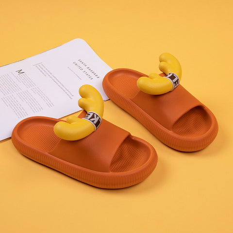 Geumxl 2022 Women's Slippers Three-Dimensional Antler Home Slipper For Men Bathroom Cute Slippers