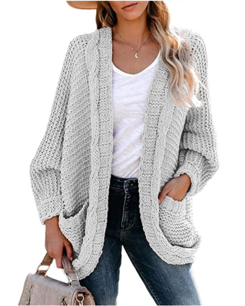 Geumxl Plus Size Loose Knitted Cardigan Women Coat Casual Long Sleeve Oversize Autumn Winter Sweater Vintage Long Jumper Boho