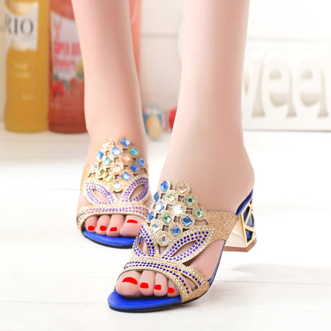 Summer High Heeled Shoes for Women Sexy Open Toe Ladies Sandals Pumps Women Wedding Shoes Decorated Rhinestone Party Shoes tyh76