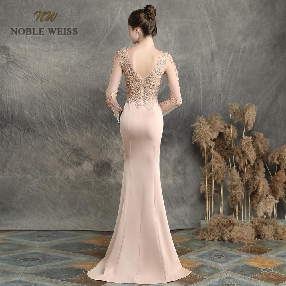 Graduation  evening dresses sexy v-neck appliques beading mermaid Prom dress floor length in stock evening gown with long sleeves