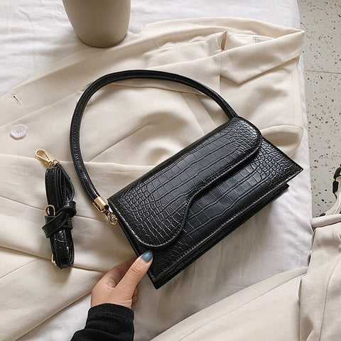 SWDF Small PU Leather Crossbody Bags For Women 2021 Shoulder Handbags Female Simple Travel Armpit Bag Crocodile Pattern