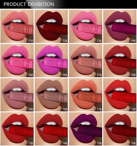 Geumxl Brand 34 colors Lip Gloss Long Lasting Red Lips Matte Lipstick Liquid Lip Tint Cosmetic Nude Velvet Lipstick Matte Lip Makeup XJ1015