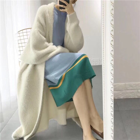 Geumxl Women Summer  New Fashion Long Cardigan Women 2023 Autumn And Winter Mohair Loose Knit Sweater Female Casual Oversized Jacket Coat