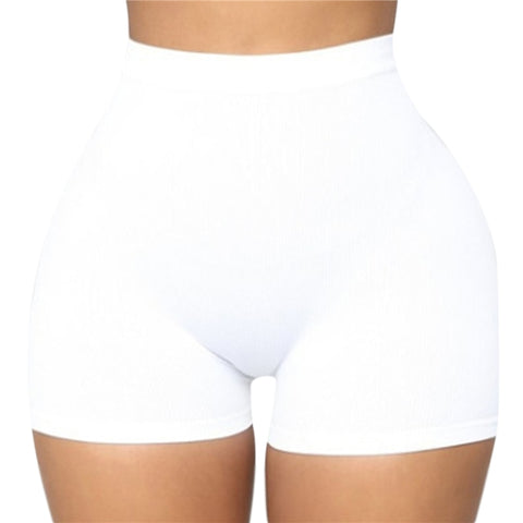 Summer Hot Women Casual High Elastic Waist Tight Fitness Slim Skinny Dancing Shorts Solid Color Female Girl Exercise Shorts