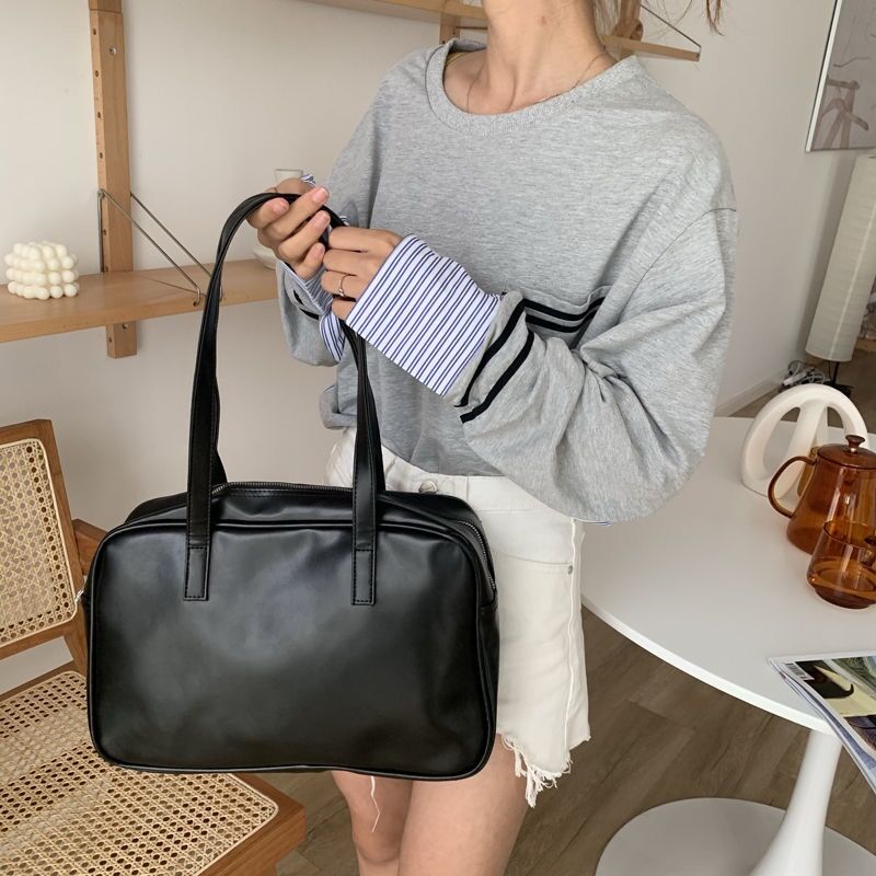 Geumxl Soft PU Leather Women Shoulder Bags Large Capacity Shopping Bag Casual Female Square Tote Bags Simple Ladies Travel Handbags