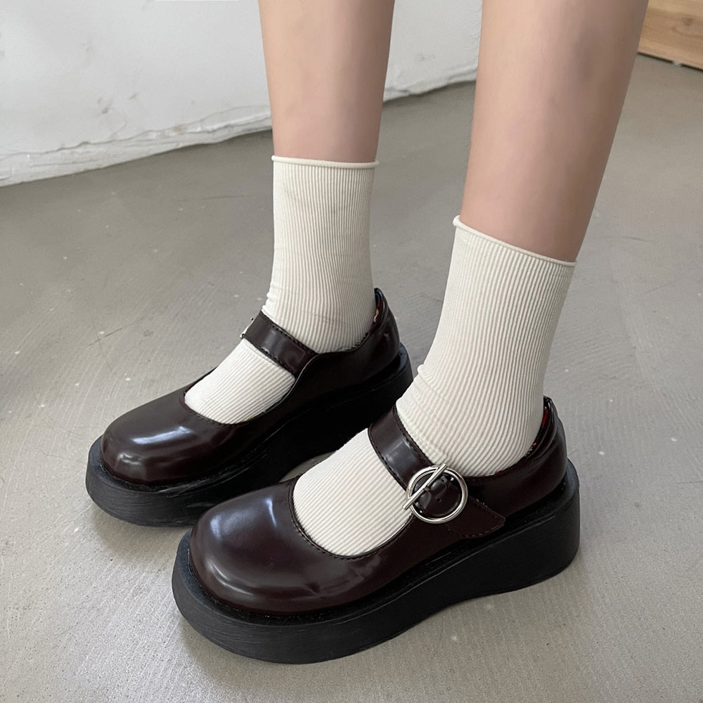 Geumxl- Mary Jane Shoes Platform School Student Shoes College Girl Student Sweet Lolita JK Uniform Shoes Low Heel Women Lolita Sneakers