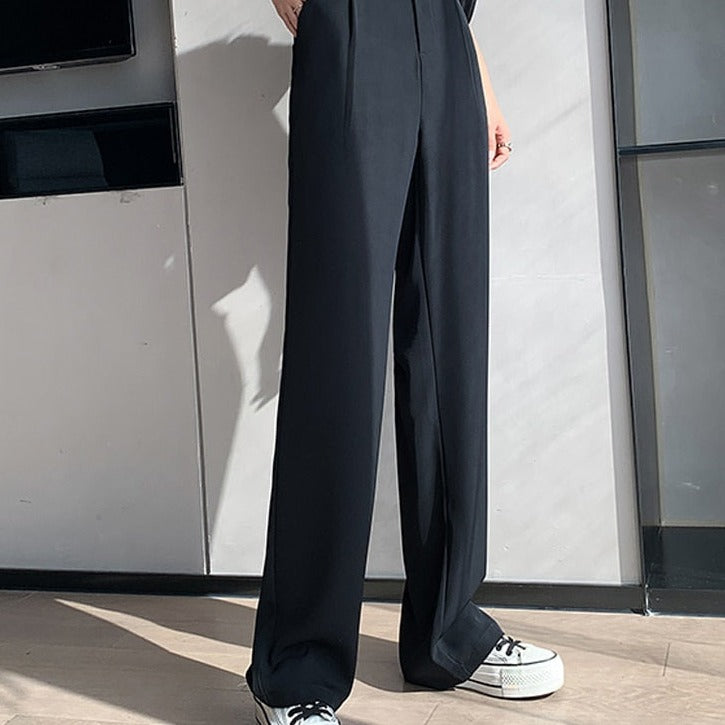 Geumxl Graduation gifts Spring Summer Loose Female Floor-Length White Suits Pants Casual High Waist Loose Wide Leg Pants for Women Ladies Trousers