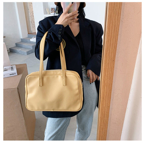 Geumxl Soft PU Leather Women Shoulder Bags Large Capacity Shopping Bag Casual Female Square Tote Bags Simple Ladies Travel Handbags