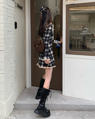 Geumxl--hoco dresses Spring Plaid Lolita Dress Women Elegant Japanese Kawaii Paty Mini Dress Female Casual High Street Korean Dress Women 2024 New