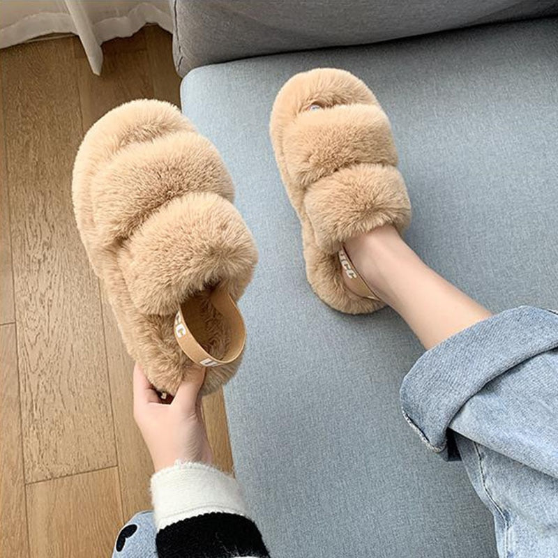 New women's thick bottom cotton slippers warm plush slippers heel elastic four seasons slippers indoor and outdoor household sli