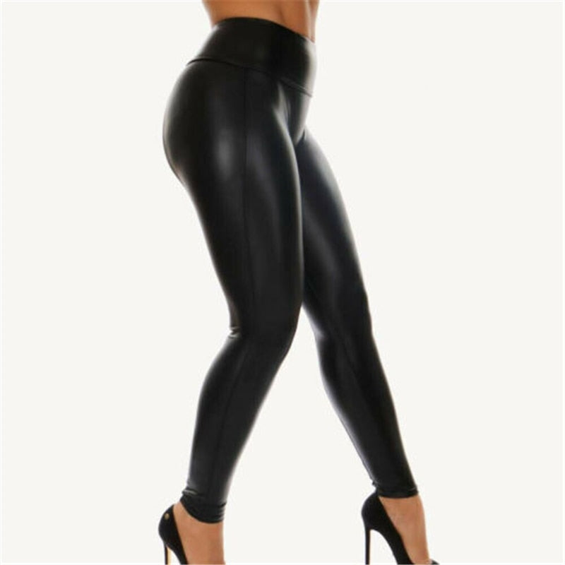 Geumxl Sexy Women PU  Leather PV Skinny Leggings  Stretch Pants Wet Look Butt Lift Pants Stretch Trousers Plus Size Club Wear