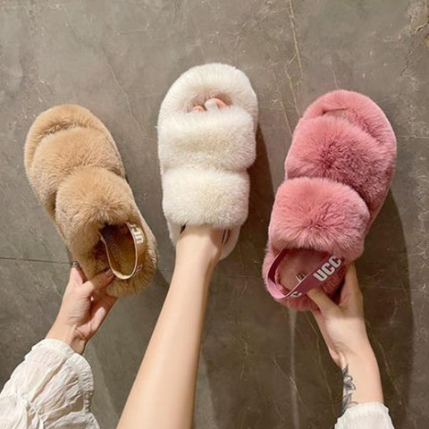 New women's thick bottom cotton slippers warm plush slippers heel elastic four seasons slippers indoor and outdoor household sli