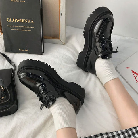 Geumxl- Japanese School Uniform Jk Student Shoes Girls Women Kawaii Lolita Soft Sister Round Toe Platform Low Heel Shoes Mary Jane Shoes