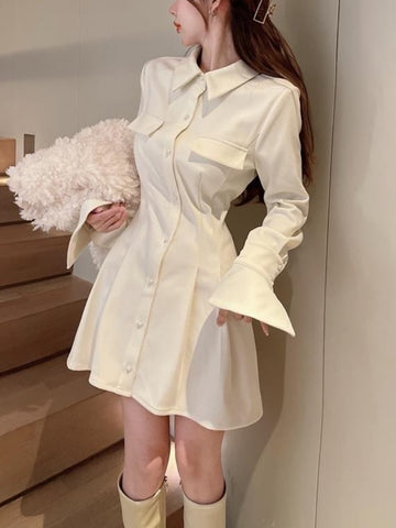 Geumxl--hoco dresses  Elegant 2024 Spring Y2K Bow Mini Dress Women Casual Long Sleeve Office Ladies Slim Short Dress Vintage One Piece Dress Korean