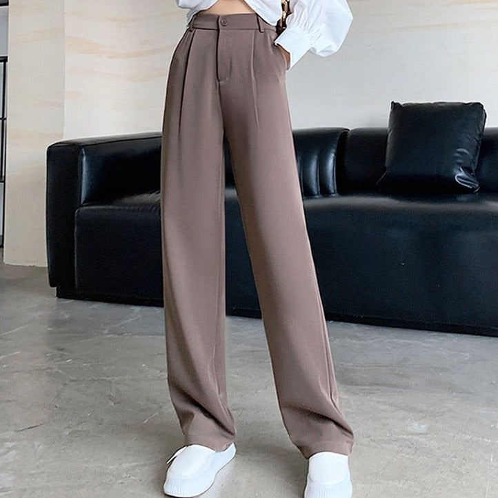 Geumxl Graduation Gifts High Waist Drooping Suit Pants For Women Cool Boyfriend Pants 2022 Autumn Casual Fashion Pants Straight Wide Leg Trousers 16344