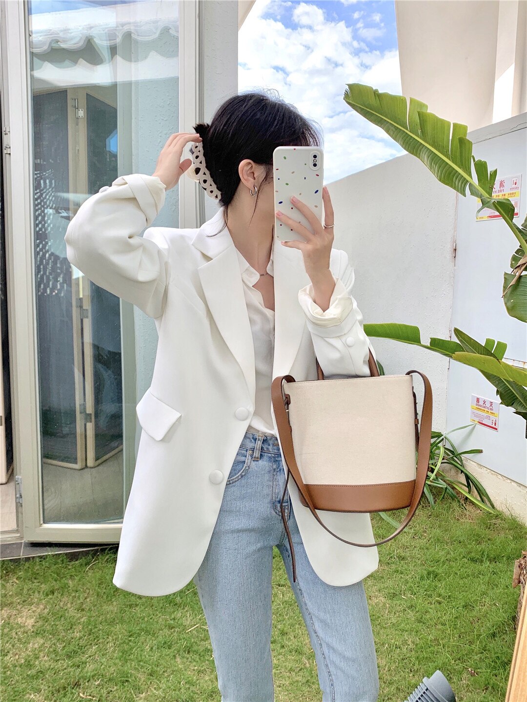 Geumxl Spring Solid Colorful Business Causal Suit Blue Blazer Office Lady Korean Style Coats Lose Fit Urban Retro Jackets for Women