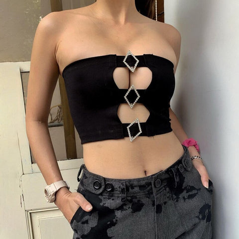 New Women's Contrast Color Slimming Navel Fashion Bow Irregular Vest Gothic Clothes Spring And Summer Y2K Cute Short Camisole