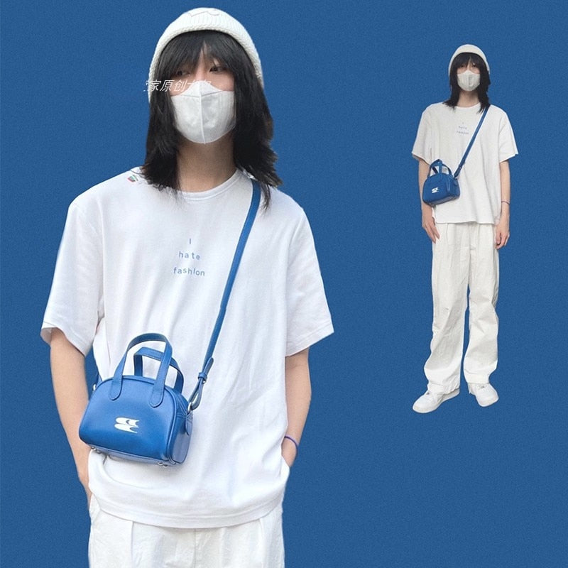 Geumxl Fashion Design Women Boston Shoulder Bags Klein Blue Ladies Small Crossbody Bag Simple Retro Female Mini Tote Purse Handbags