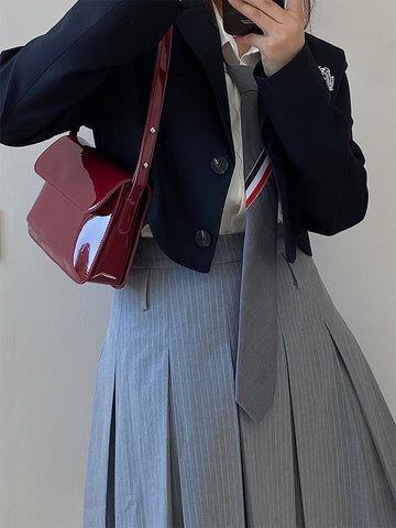 Geumxl Back to School Retro Patent Leather Women's Underarm Bag Fashion Ladies Small Square Shoulder Messenger Bags Casual Female Purse Handbags