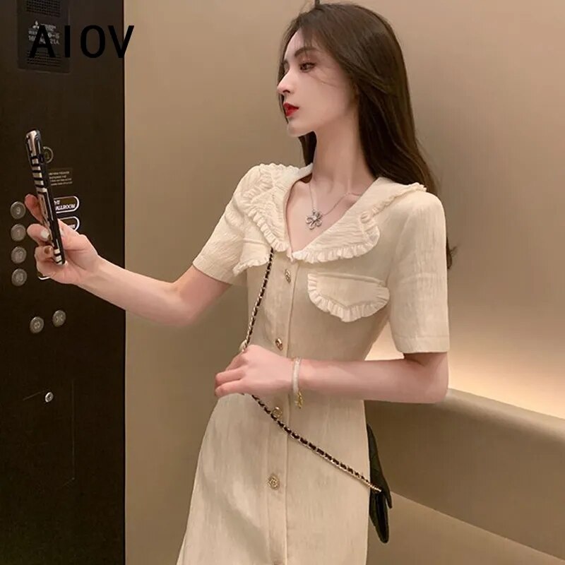 2023 Summer Fashion Vintage Harajuku Midi Dress Women Sexy Slit Slim Korean Elegant Chic Office Vestidos Short Sleeve Dresses