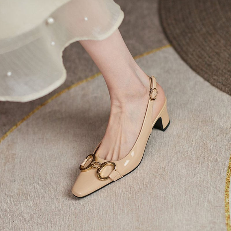 Graduation  Patent Leather Ladies Sandals Summer Sexy Concise Pointed Buckle Women's Shoes Fashionable Elegant Shallow Mouth Female Stiletto