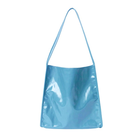 Geumxl Blue Patent Leather Women Shoulder Bag Large Capacity Ladies Casual Tote Top Handle Bags Female Simple Design Purse Handbags