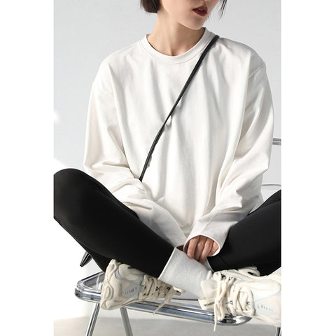 Geumxl Spring Autumn Women's Solid Color Loose Long Sleeve T-shirt O-neck Basic Top Bottomed Shirt  Casual  Tshirt Woman Femal