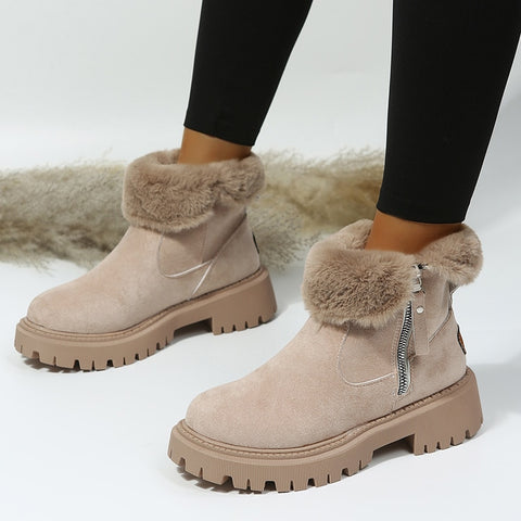 Thanksgiving Day Gift Geumxl 2022 Thick Plush Snow Boots Women Faux Suede Non-Slip Winter Boots Woman Keep Warm Cotton Padded Shoes Platform Ankle Booties