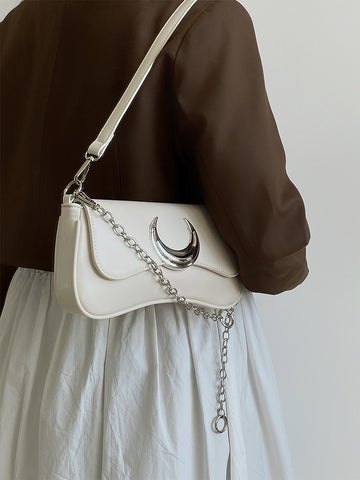 Geumxl Fashion Design Women's Underarm Bag Moon Locking Buckle Female Shoulder Bag PU Leather Ladies Crossbody Bags Purse Handbags