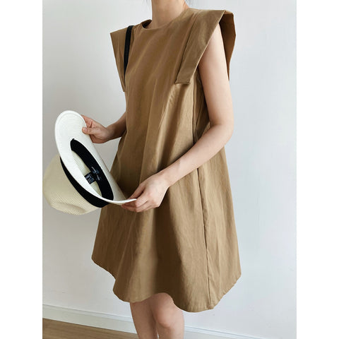 Geumxl Luxury Design Solid Color  Harujuku Dress Vintage Cotton And Linen Plus Size Dress O-Neck Casual Spring Summer