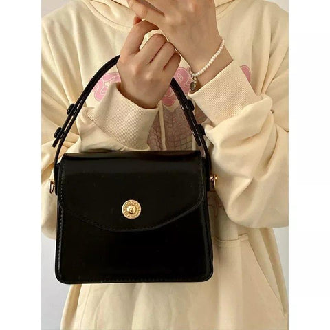Geumxl Vintage Pearl Chain Women Small Square Shoulder Bag Solid Color Female Messenger Bags Design PU Leather Ladies Handbags Tote