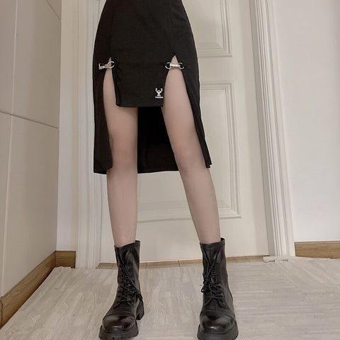 Jupe Femme Sexy Fashion Wrap Hip Split Black Irregular Skirt Women Goth Streetwear High Waist Faldas Mujer Moda Casual Ropa