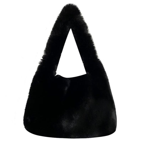 Geumxl Fur Bag Women's Bag 2023 Autumn Winter New Fashion Retro Simple Plush Bucket Bag Women's Tote Shoulder Bag