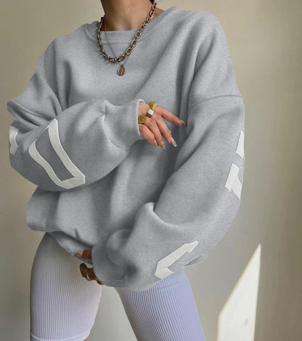Geumxl Casual Letter Print Sweatshirt Woman Winter Autumn Long Sleeve Tops O Neck Harajuku Oversize Hoodies Y2K Clothes Female Pullover