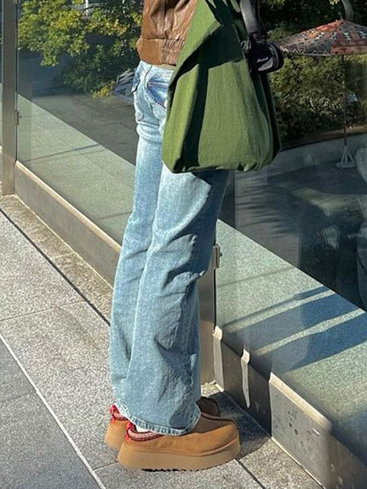 Geumxl Y2K Vintage Aesthetic Low Rise Jeans Denim Solid Basic Harajuku Streetwear Boot Cut Pants Korean Female Trousers 2023