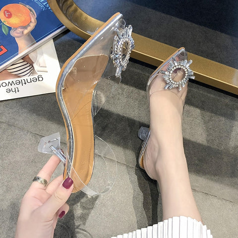 Luxury Women Pumps 2022 Transparent High Heels Sexy Pointed Toe Slip-on Wedding Party Brand Fashion Shoes For Lady Size 34-43