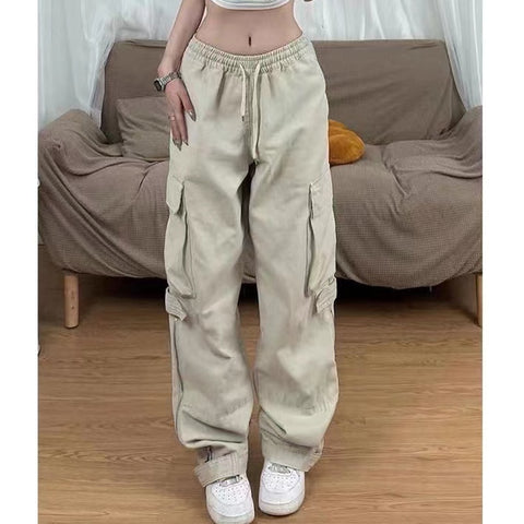 Geumxl Vintage 90S Baggy Cargo Pants Women Big Pockets Streetwear Low Waist Trousers Woman 2023 Y2K Hip Hop Wide Leg Loose Sweatpants