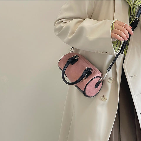 Geumxl Fashion Women's Lock Cylinder Shoulder Bag Matte Leather Female Pillow Crossbody Bags Cute Pink Ladies Small Clutch Handbags