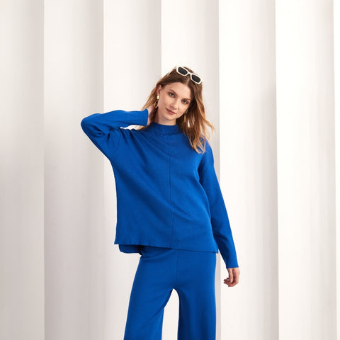 Geumxl Casual Lounge Wear Winter Outfits Women Knit Matching Tops and Pants Suits Long Sleeve Tracksuit Two Piece Set For Women 2023