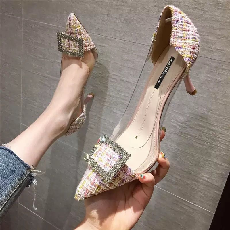 Luxury Women Pumps 2022 Transparent High Heels Sexy Pointed Toe Slip-on Wedding Party Brand Fashion Shoes For Lady Size 34-43