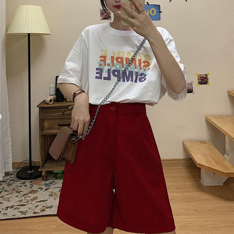 Geumxl Oversized Summer Shorts for Women 2023 Korean High Waist Loose Short Pants Woman All-Match Solid Color Shorts Female 5XL