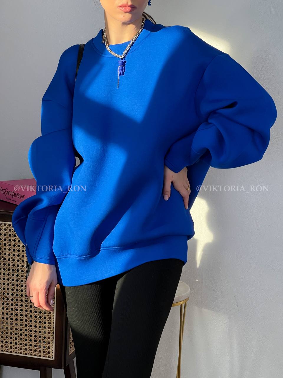 Geumxl Vintage Solid White Dark Blue Cotton Pullover Crewneck Sweatshirt Women Oversize Autumn Fall Women Outfit Korean Style Tops
