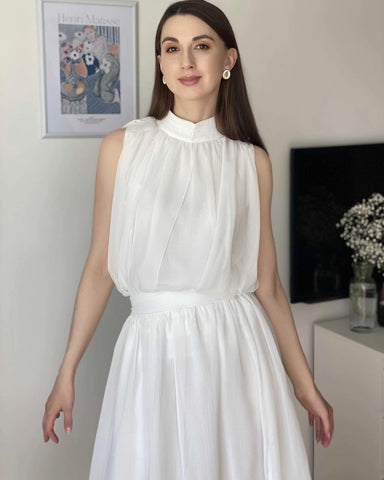 Geumxl White Elegance Dress Two Pieces Summer Sleeveless Bohemian Gown Vacation Style French Chi Chiffon Designer Evening Dresses Fairy