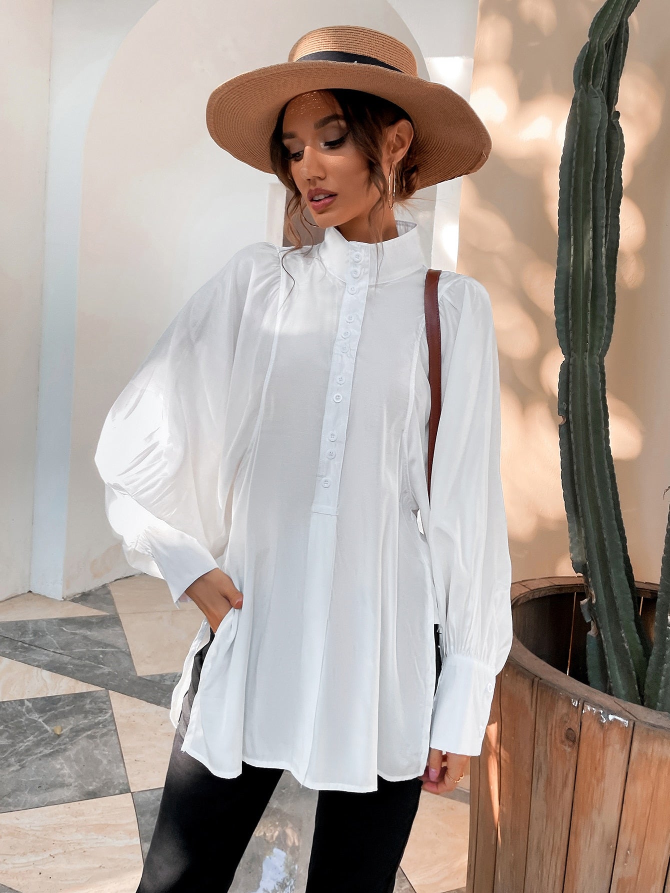 Oversize Pullover Blue Blouse With Lantern Sleeve Plus Size Chiffon Women Shirt 2022 Autumn Loose Fit Fashion Outfit